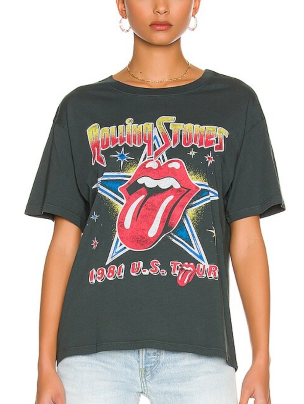 Daydreamer Rolling Stones Gray Graphic Band Tee Women